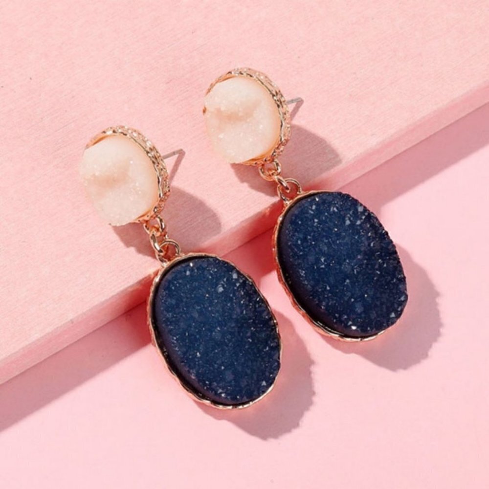 Oval Shape Resin Druzy Stone earrings jewelry